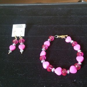 Handmade Pink sparkle heart set